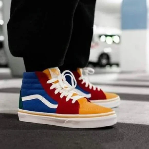 NWOT- Retro Vans Sk8-Hi colorblock suede multicolor – Unisex - 5Y / WM6.5 - RARE - Picture 1 of 16